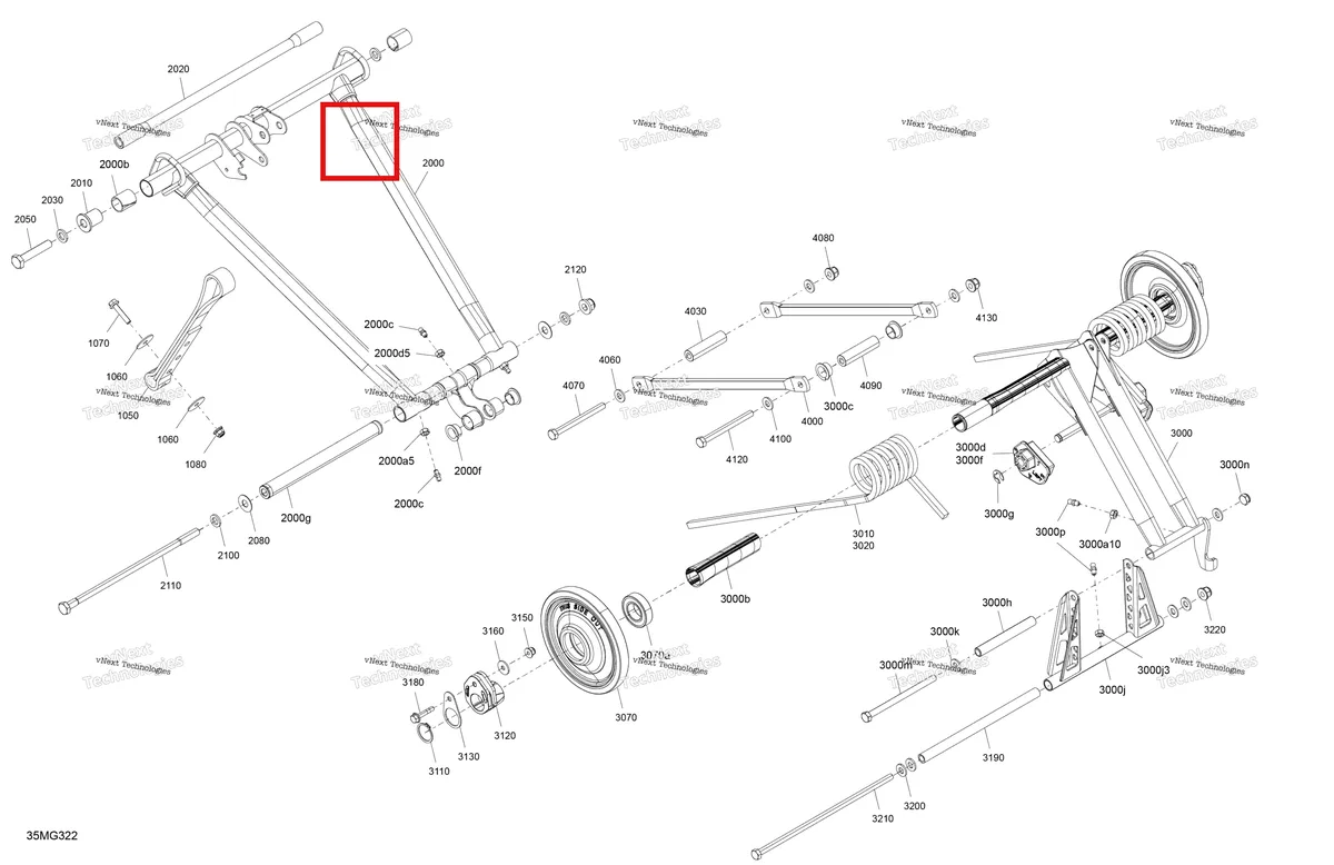 Деталь 503193441 на схеме узла 2027 Ski-Doo BACKCOUNTRY - SPORT - 600 EFI - UBVA - Neo Yellow - 16X146X2.0P Track Suspension - Rear - Upper Section