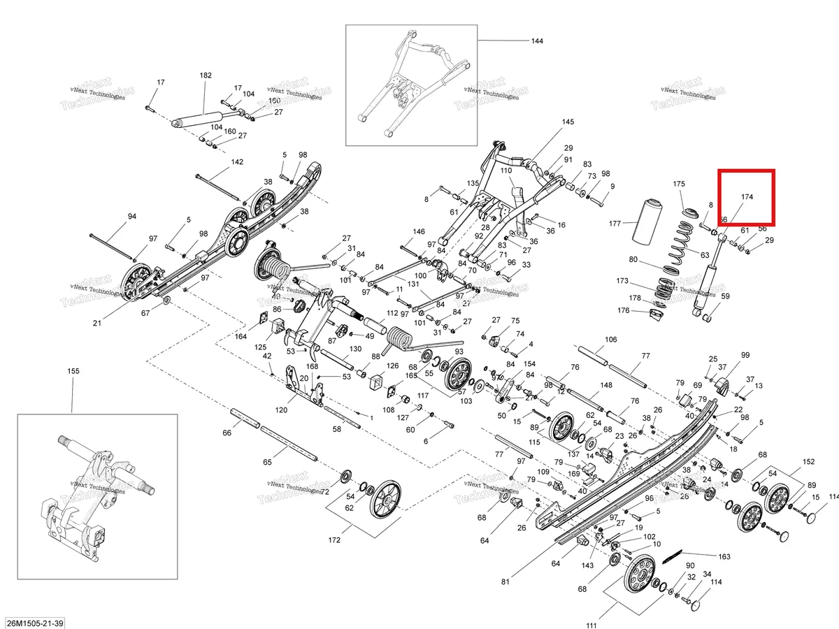Деталь 503193531 на схеме узла 2015 Ski-Doo GSX LE 1200 XR137 Rear Suspension Le