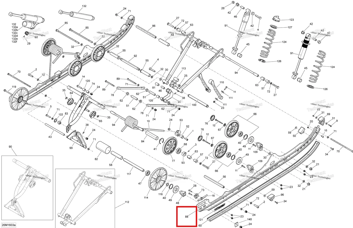 Деталь 503193604 на схеме узла 2016 Ski-Doo RENEGADE 600HO E-TEC Rear Suspension - Package Backcountry