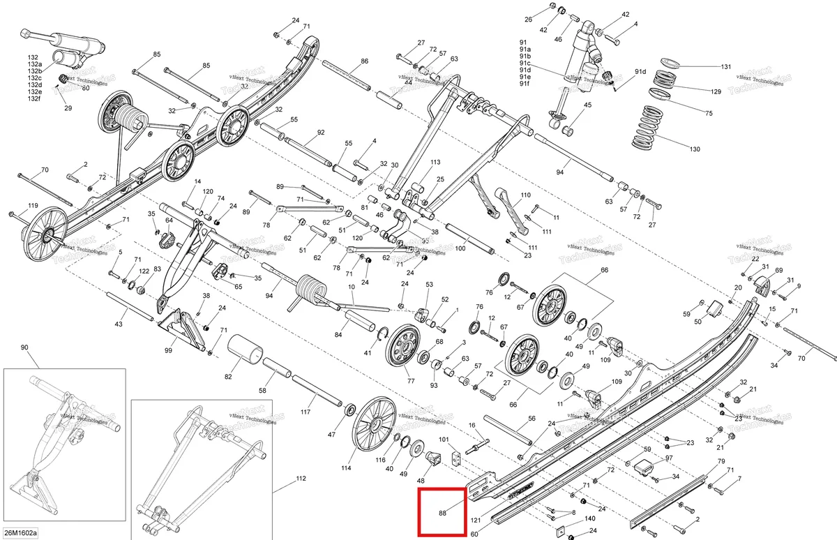 Деталь 503193610 на схеме узла 2016 Ski-Doo FREERIDE Rear Suspension - 146-154