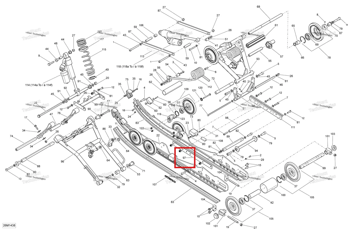 Деталь 503193690 на схеме узла 2014 Ski-Doo MXZ X 600RS XS RS Rear Suspension