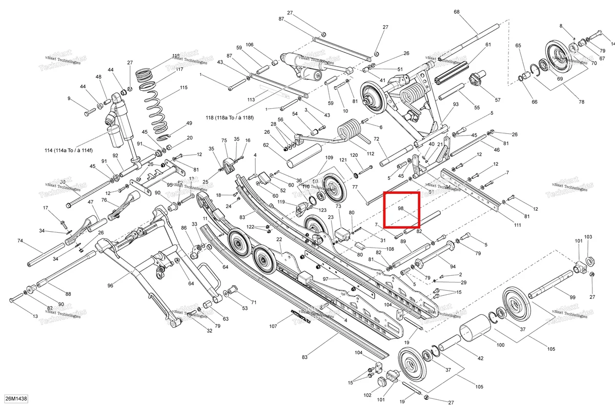 Деталь 503193691 на схеме узла 2014 Ski-Doo MXZ X 600RS XS RS Rear Suspension