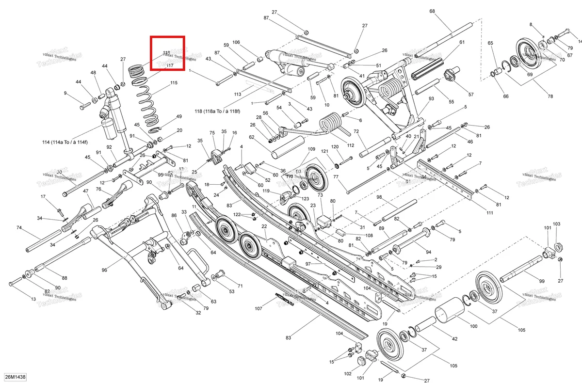 Деталь 503193751 на схеме узла 2014 Ski-Doo MXZ X 600RS XS RS Rear Suspension