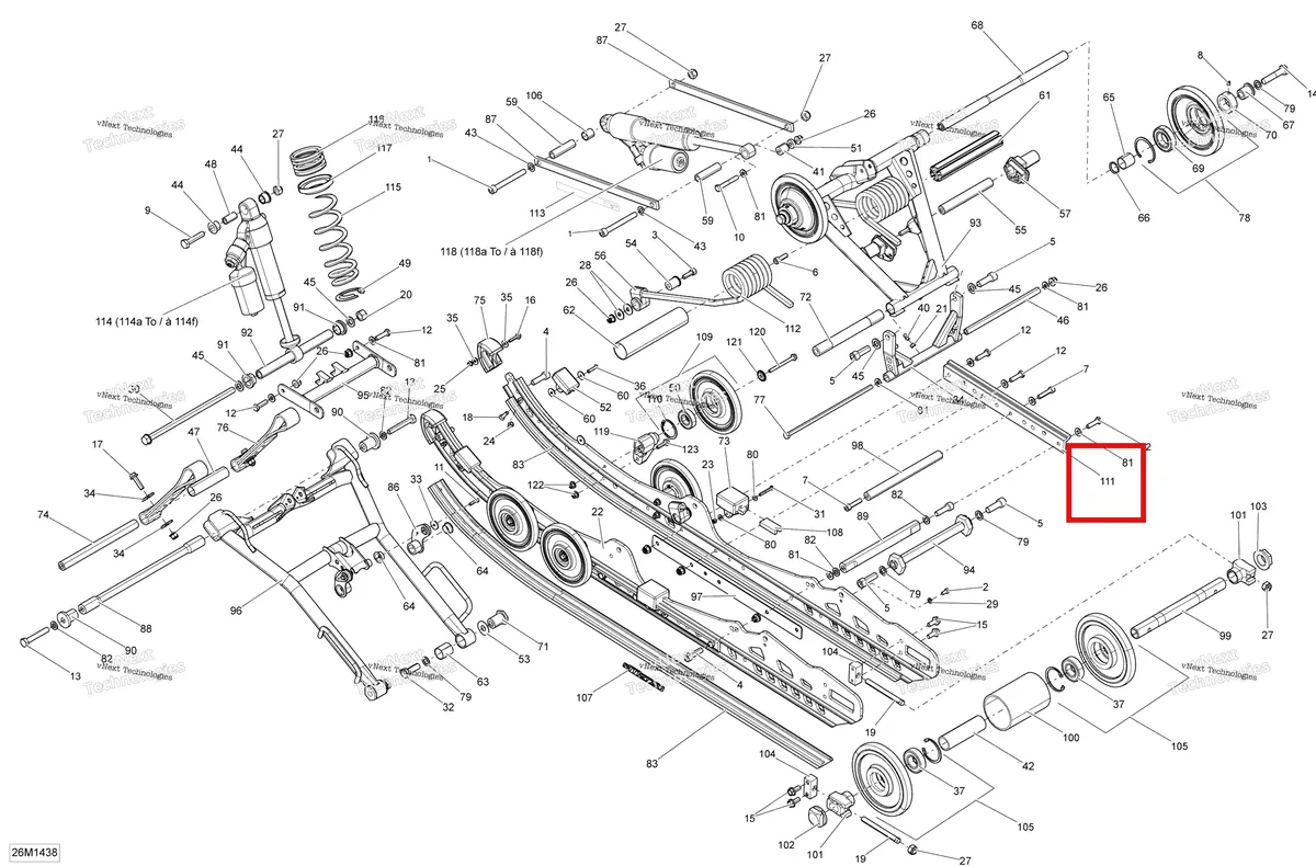 Деталь 503193907 на схеме узла 2014 Ski-Doo MXZ X 600RS XS RS Rear Suspension