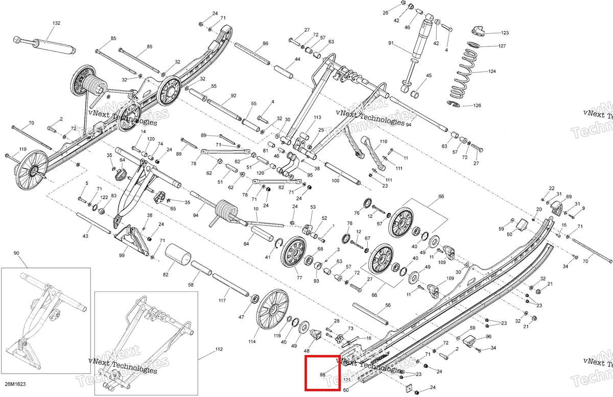 Деталь 503193936 на схеме узла 2016 Ski-Doo SUMMIT 600HO E-TEC Rear Suspension - 600Ho Etec