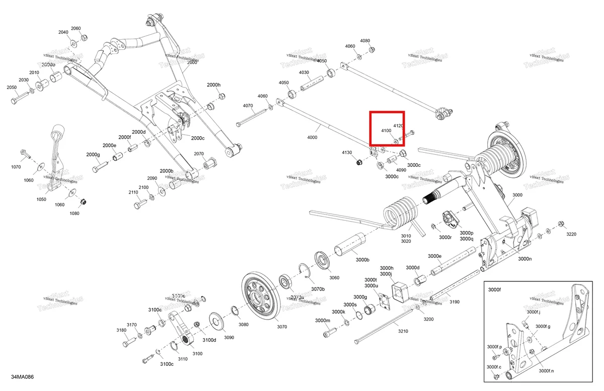 Деталь 503193971 на схеме узла 2021 Ski-Doo GRAND TOURING 600R E-TEC Suspension - Rear - Upper Section