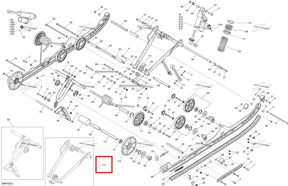 Деталь 503194020 на схеме узла 2016 Ski-Doo FREERIDE Rear Suspension - 146-154