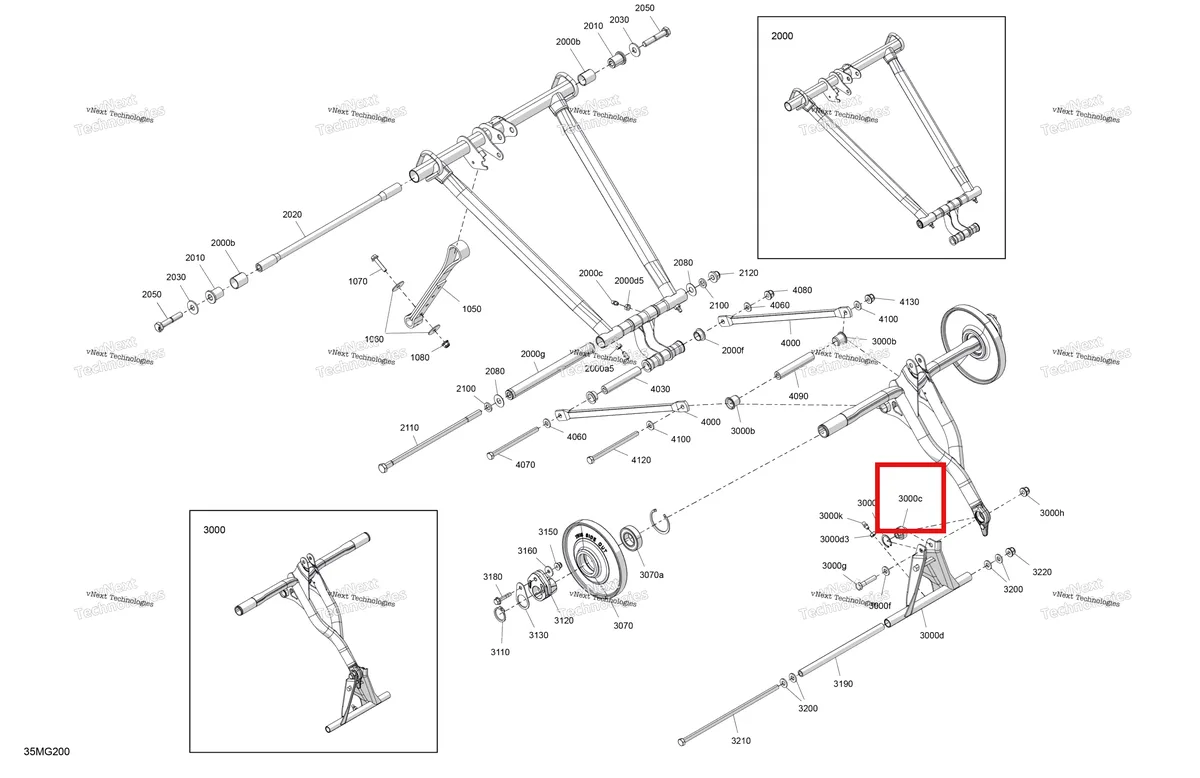 Деталь 503194035 на схеме узла 2027 Ski-Doo SUMMIT - X - 850 E-TEC Turbo R - TPVE - Deep Black - 16X154X3P5F Track - SHOT starter Suspension - Rear - Upper Section