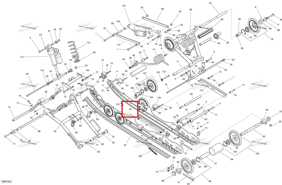 Деталь 503194098 на схеме узла 2015 Ski-Doo MXZ X-RS 600HOE XS RS Rear Suspension