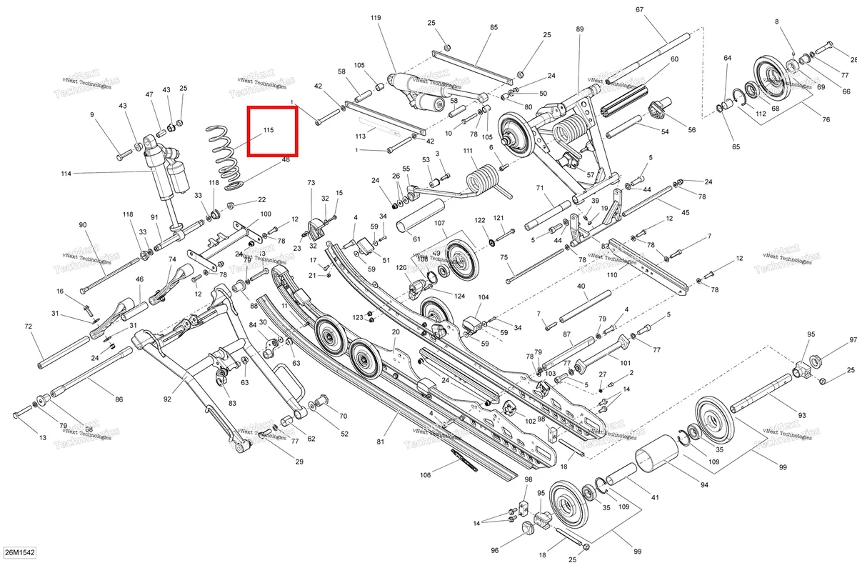 Деталь 503194190 на схеме узла 2015 Ski-Doo MXZ X-RS 600HOE XS RS Rear Suspension