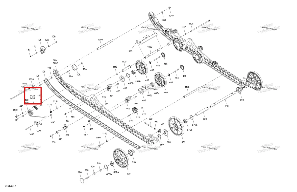 Деталь 503194294 на схеме узла 2027 Ski-Doo BACKCOUNTRY - X - 850 E-TEC - UXVN - Orange Crush - 16X146X2.0P Track Suspension - Rear - Lower Section
