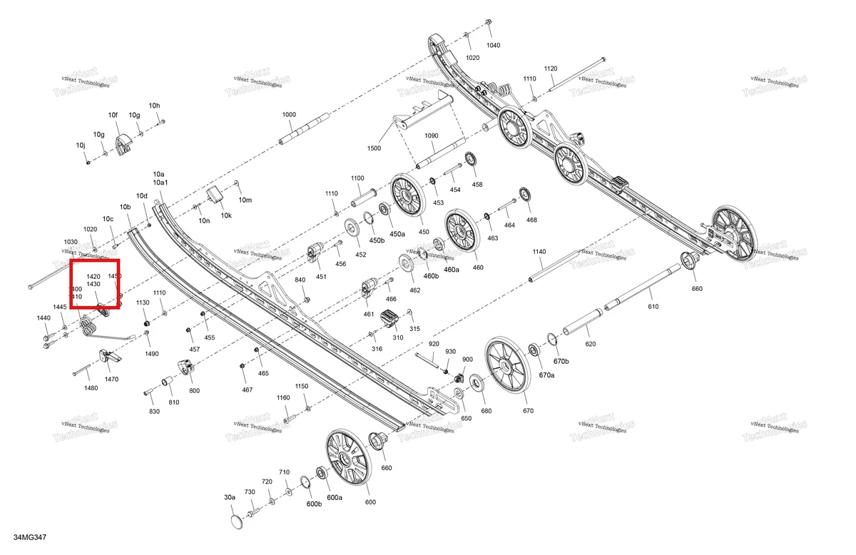 Деталь 503194295 на схеме узла 2027 Ski-Doo BACKCOUNTRY - X - 850 E-TEC - UXVN - Orange Crush - 16X146X2.0P Track Suspension - Rear - Lower Section
