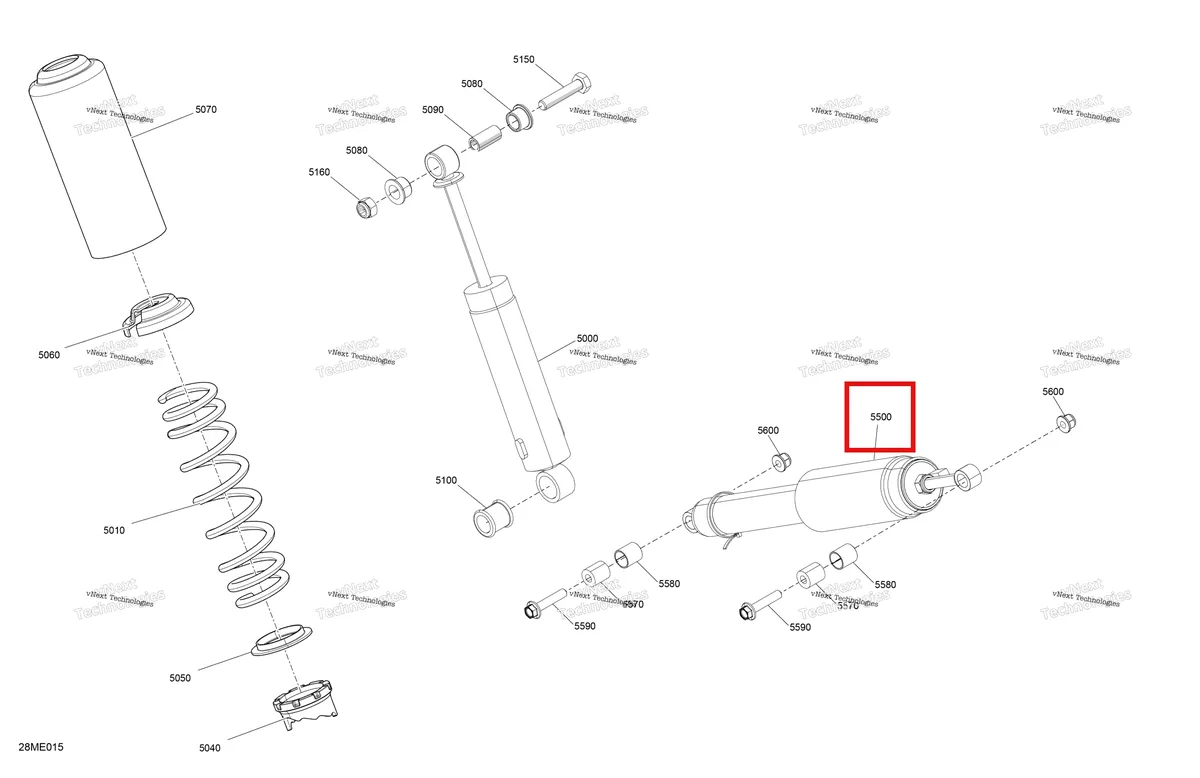 Деталь 503194335 на схеме узла 2025 Ski-Doo BACKCOUNTRY - 600 EFI - SPORT - UBSB - Neo Yellow - 146X16X2.0P Track Suspension - Rear Shocks