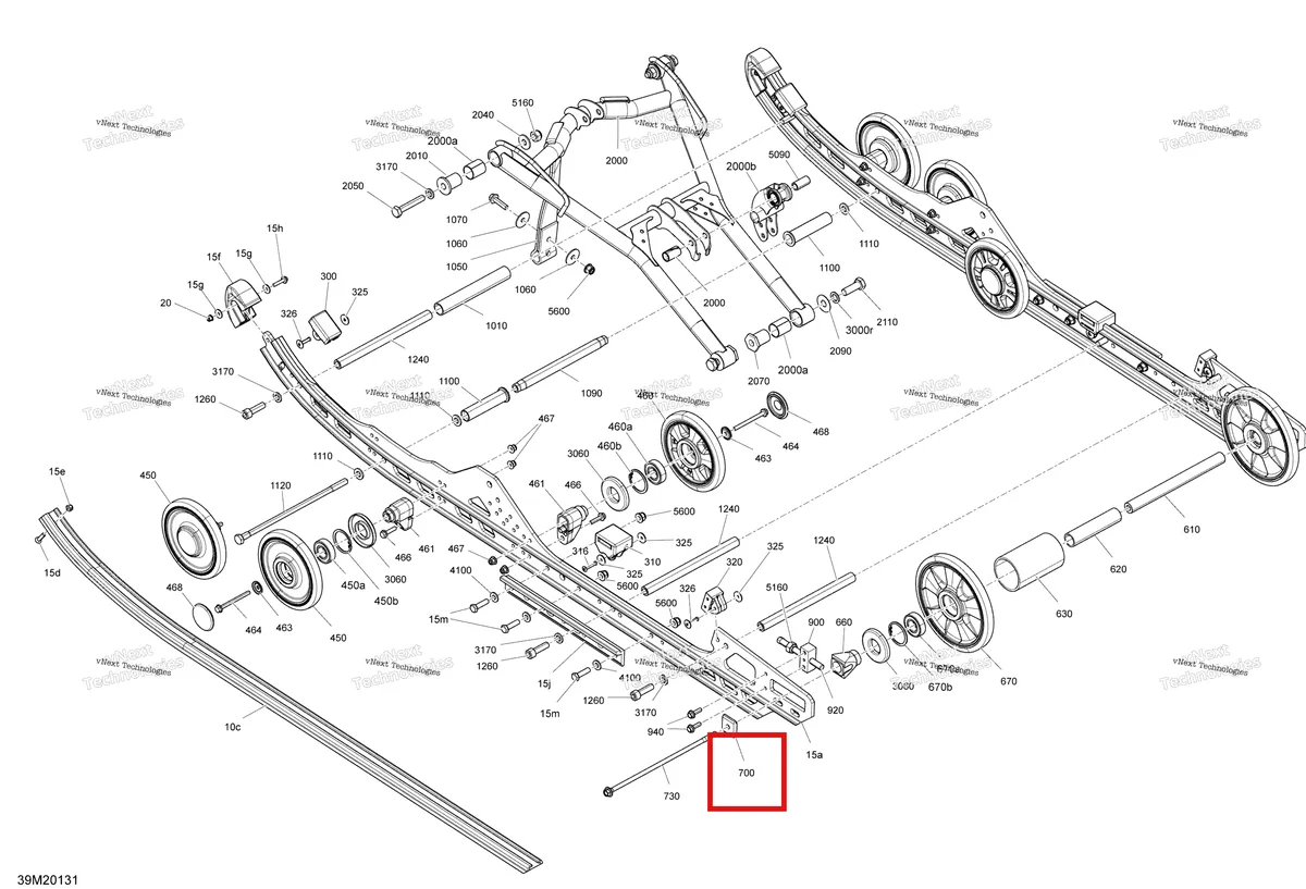 Деталь 503194412 (Деталь Axle Slider) на схеме узла 2020 Ski-Doo FREERIDE 137 850 E-TEC Suspension, Rear - Lower Section