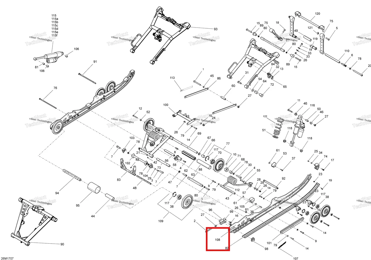 Деталь 503194424 на схеме узла 2017 Ski-Doo MXZ 600 RS Rear Suspension