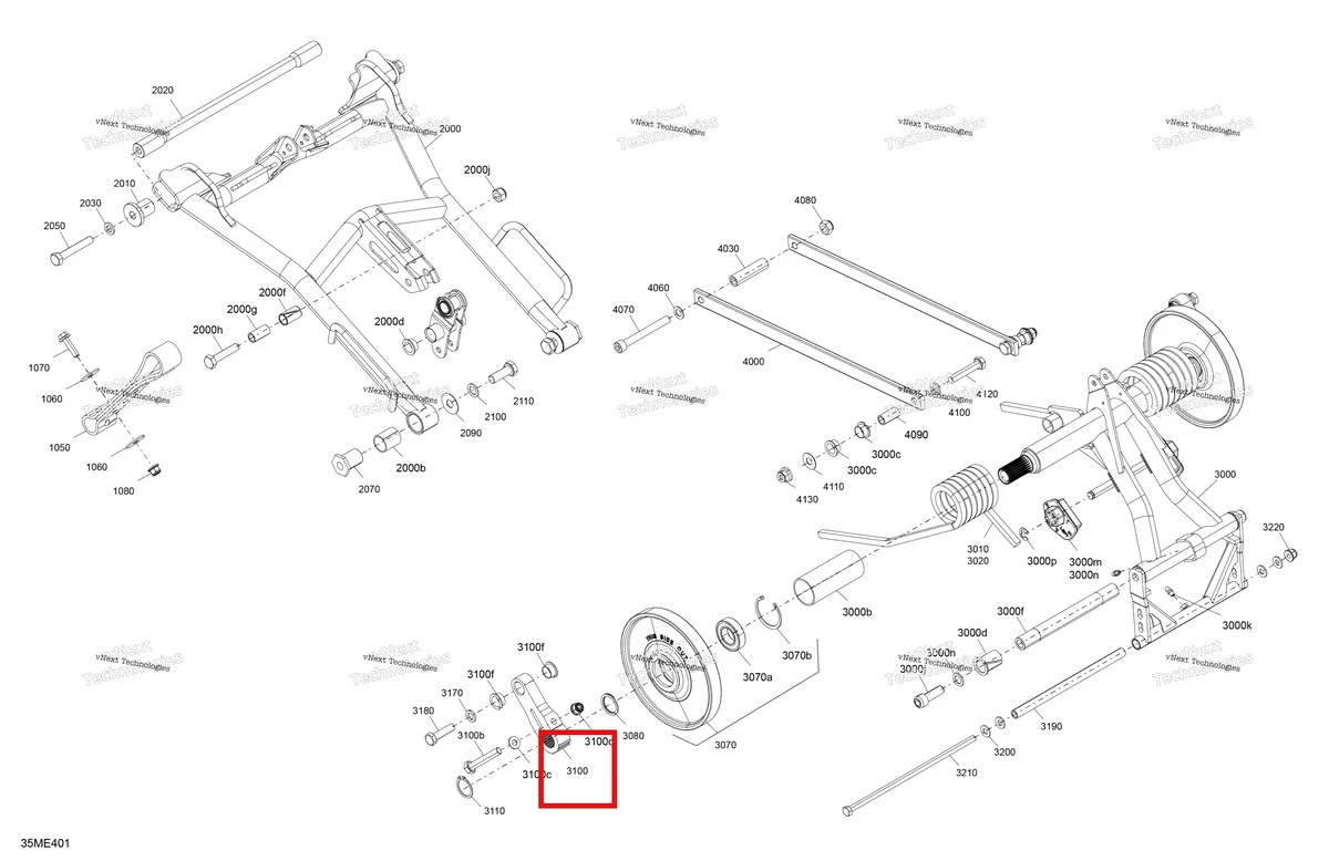 Деталь 503194804 на схеме узла 2025 Ski-Doo MXZ - RACING - 600 RS - BMSA - Neo Yellow Suspension - Rear - Upper Section