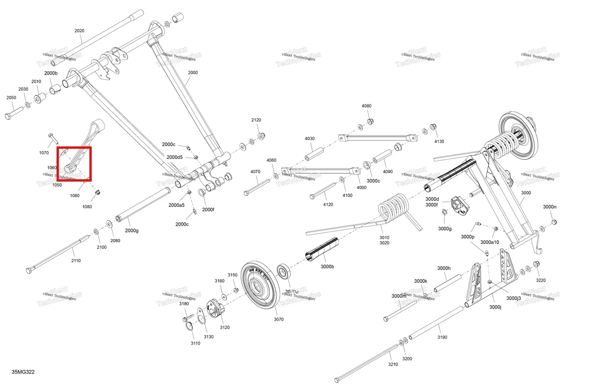 Деталь 503194970 на схеме узла 2027 Ski-Doo BACKCOUNTRY - SPORT - 600 EFI - UBVA - Neo Yellow - 16X146X2.0P Track Suspension - Rear - Upper Section
