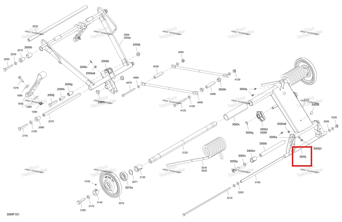 Деталь 503195154 на схеме узла 2026 Ski-Doo SKANDIC - SPORT - 600 EFI - AJTA - Neo Yellow - 20X154X1.25WT Track Suspension - Rear - Upper Section