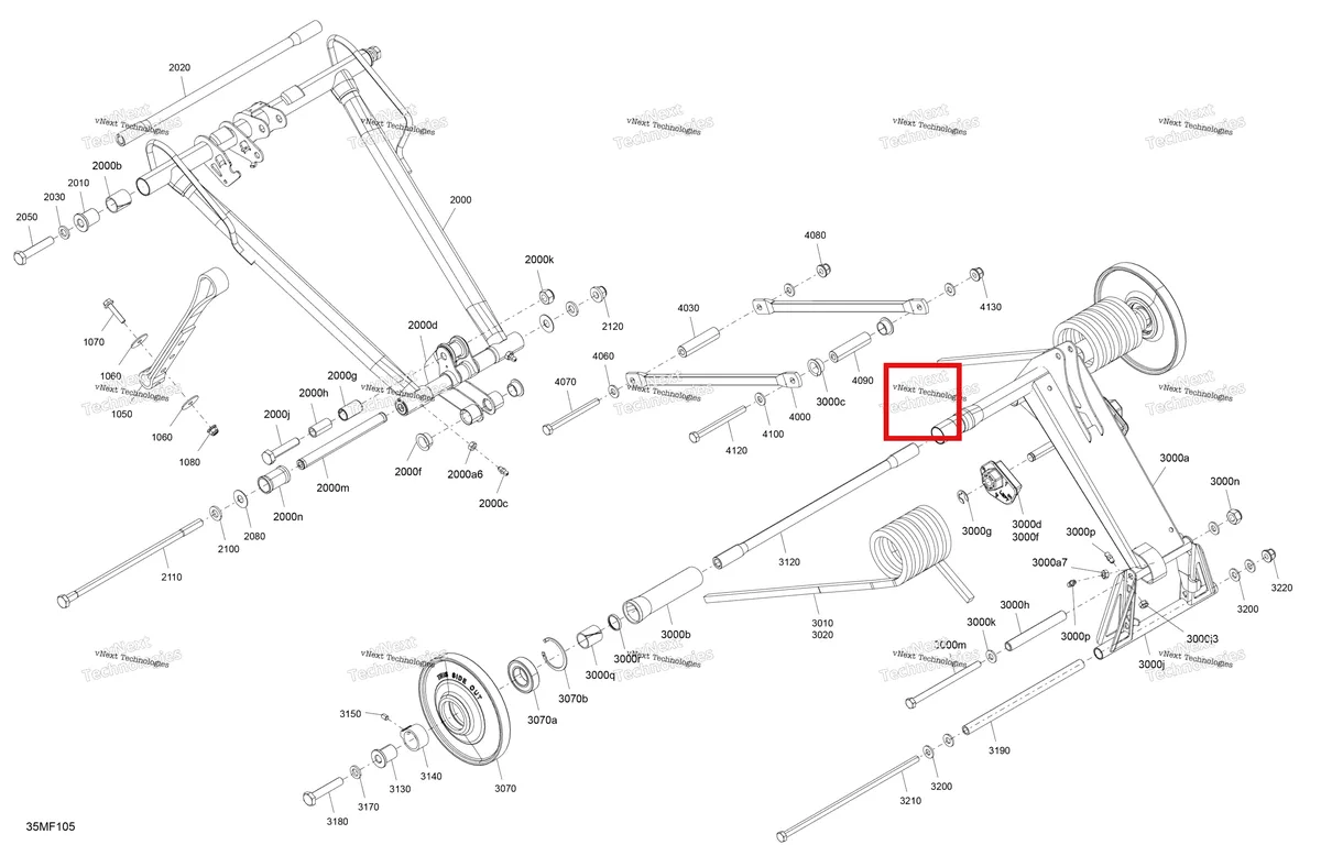 Деталь 503195197 на схеме узла 2026 Ski-Doo TUNDRA - SPORT - 600 ACE - GMTB - Neo Yellow - 15X146X1.6C Track Suspension - Rear - Upper Section