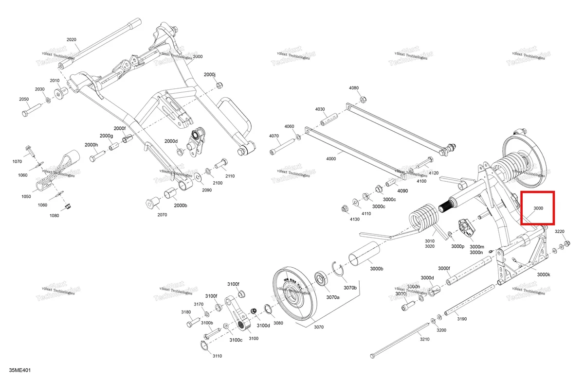 Деталь 503195835 на схеме узла 2025 Ski-Doo MXZ - RACING - 600 RS - BMSA - Neo Yellow Suspension - Rear - Upper Section