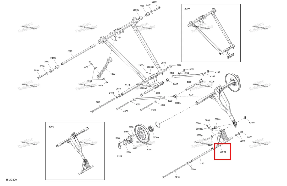 Деталь 503196242 на схеме узла 2027 Ski-Doo SUMMIT - X - 850 E-TEC Turbo R - TPVE - Deep Black - 16X154X3P5F Track - SHOT starter Suspension - Rear - Upper Section