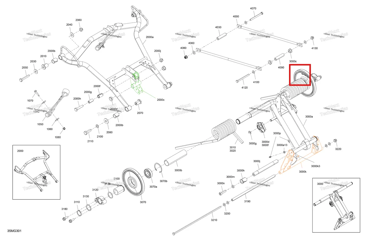 Деталь 503197214 на схеме узла 2027 Ski-Doo EXPEDITION - LE - 600R E-TEC - ABVC - Neo Yellow - 24X154X1.5CST Track Suspension - Rear - Upper Section
