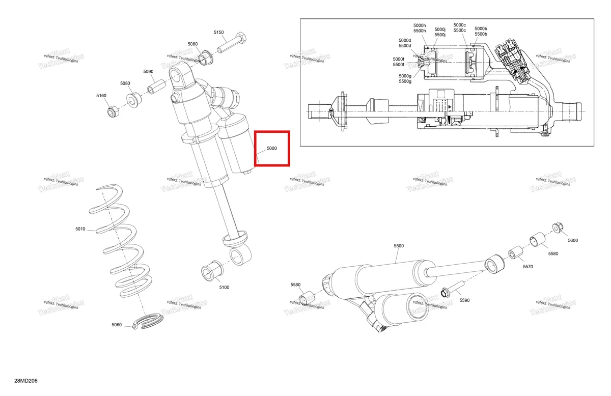 Деталь 503197245 на схеме узла 2024 Ski-Doo SUMMIT 850 E-TEC - 154 - HCRN - Black - 154X15X3P4 Track Suspension - Rear Shocks