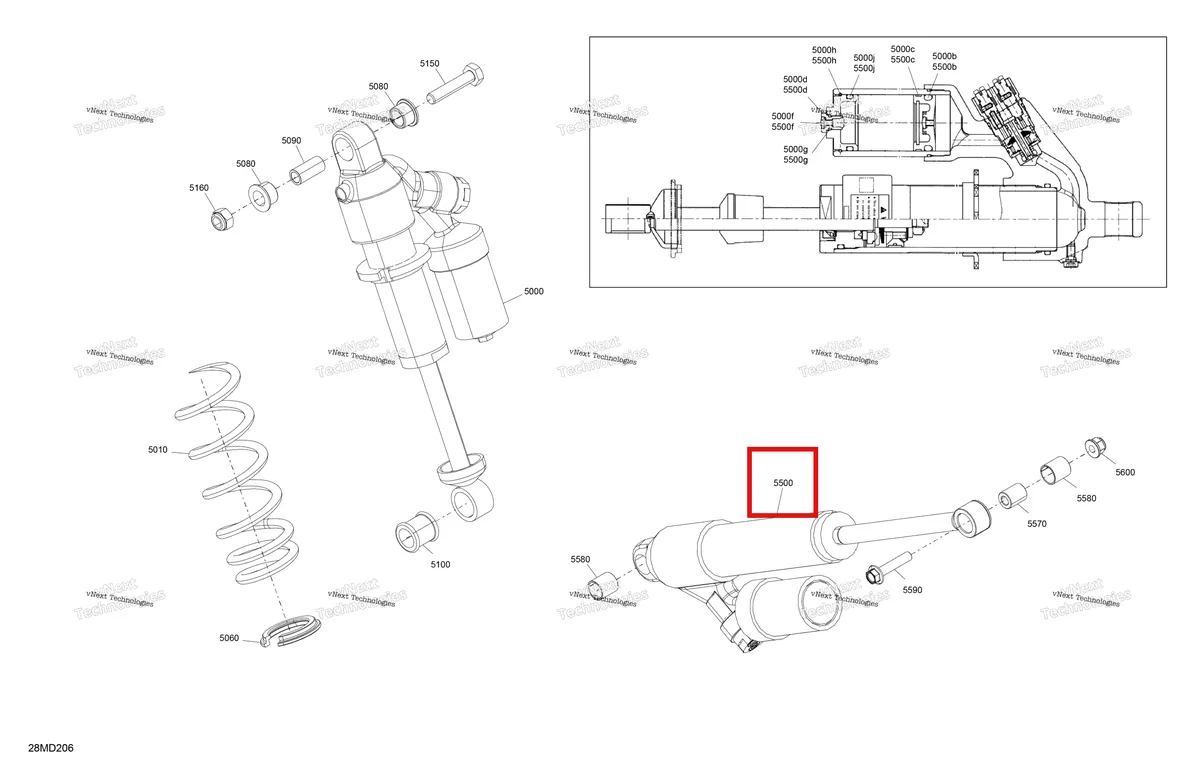 Деталь 503197246 на схеме узла 2024 Ski-Doo SUMMIT 850 E-TEC - 154 - HCRN - Black - 154X15X3P4 Track Suspension - Rear Shocks