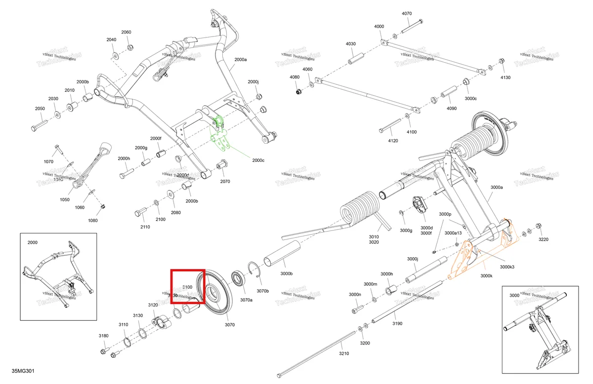Деталь 503197369 на схеме узла 2027 Ski-Doo SKANDIC - LE - 900 ACE - AHVB - Deep Black - 24X154X1.5CST Track Suspension - Rear - Upper Section