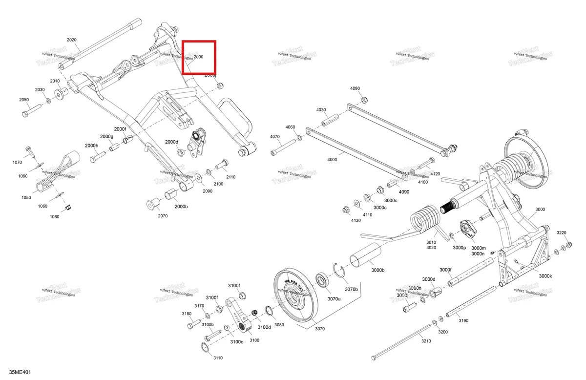 Деталь 503197502 на схеме узла 2025 Ski-Doo MXZ - RACING - 600 RS - BMSA - Neo Yellow Suspension - Rear - Upper Section