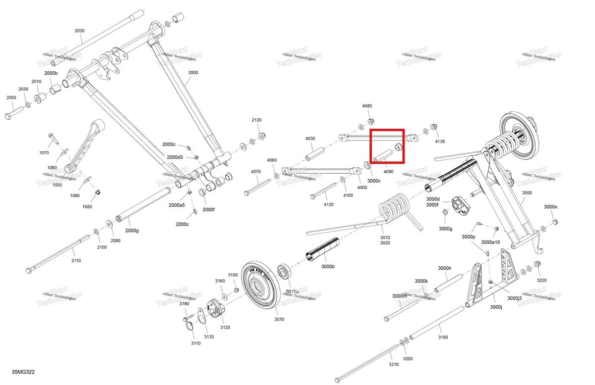 Деталь 503198031 на схеме узла 2027 Ski-Doo BACKCOUNTRY - SPORT - 600 EFI - UBVA - Neo Yellow - 16X146X2.0P Track Suspension - Rear - Upper Section