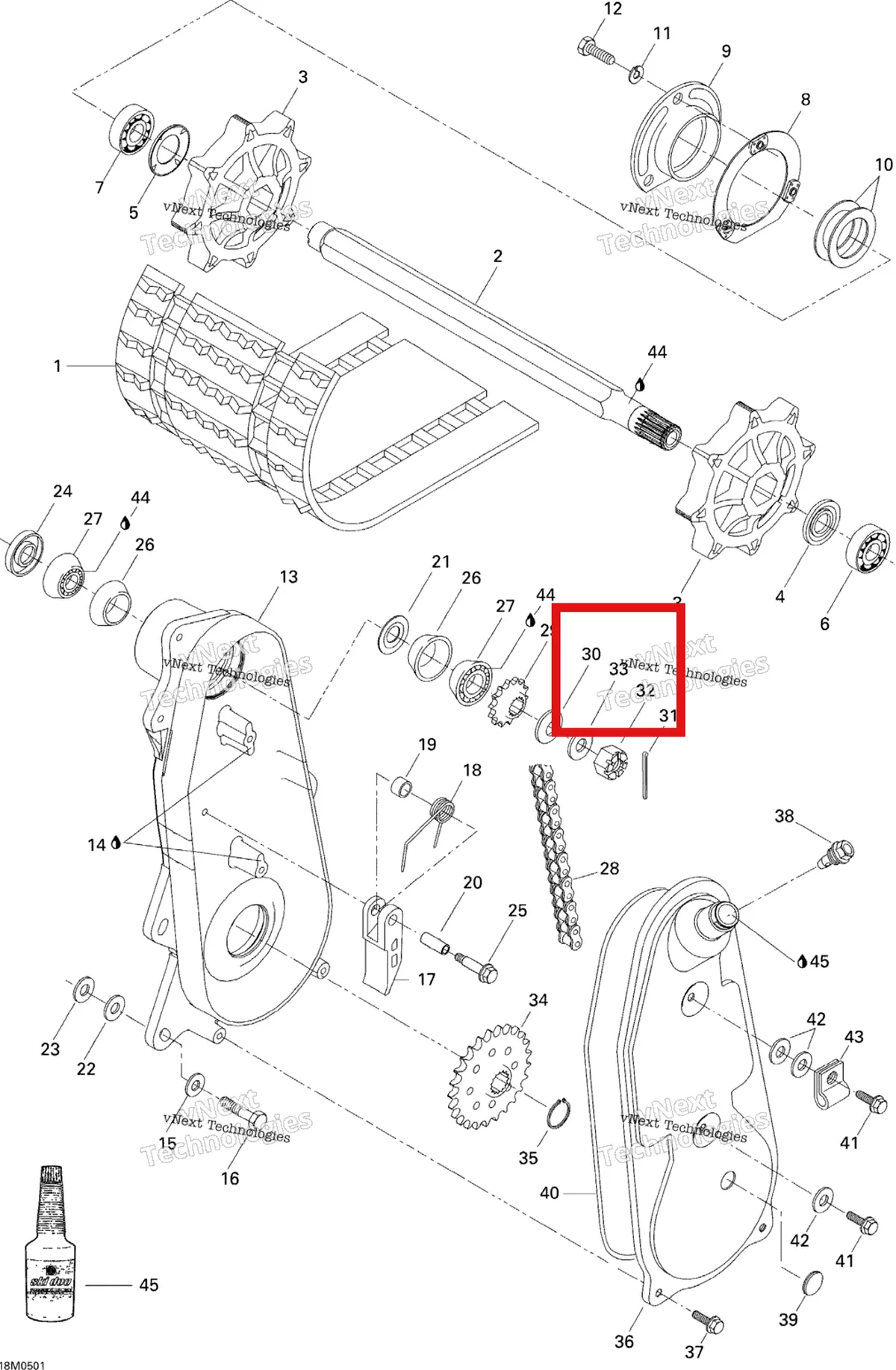 Деталь 504049500 на схеме узла 2005 Ski-Doo Tundra R Transmission
