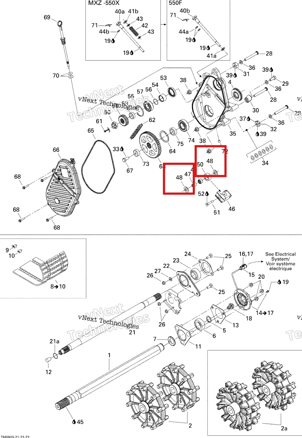 Деталь 504080300 (Шайба) на схеме узла 2009 Ski-Doo GSX Fan Drive System