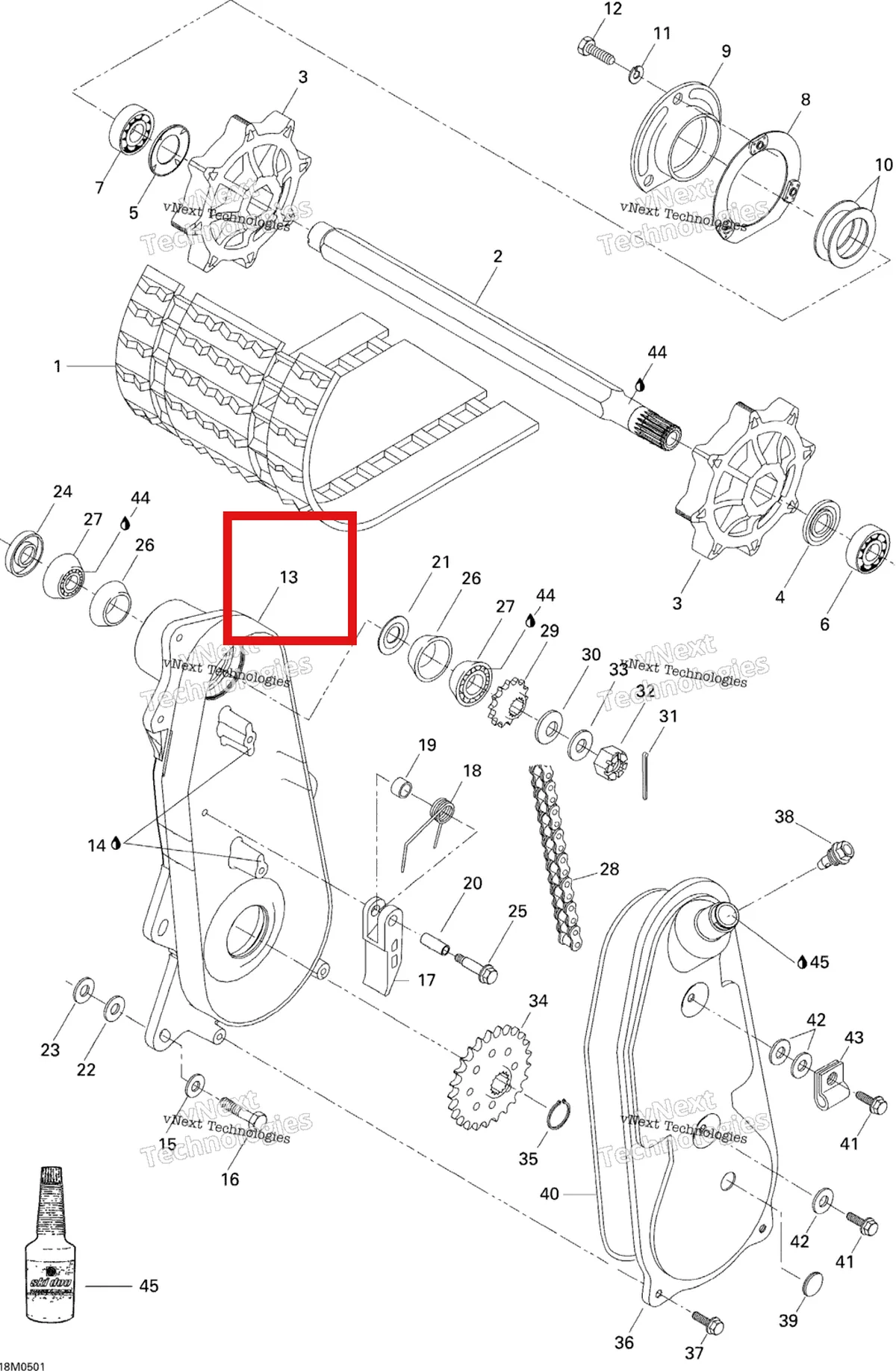 Деталь 504088000 на схеме узла 2005 Ski-Doo Tundra R Transmission