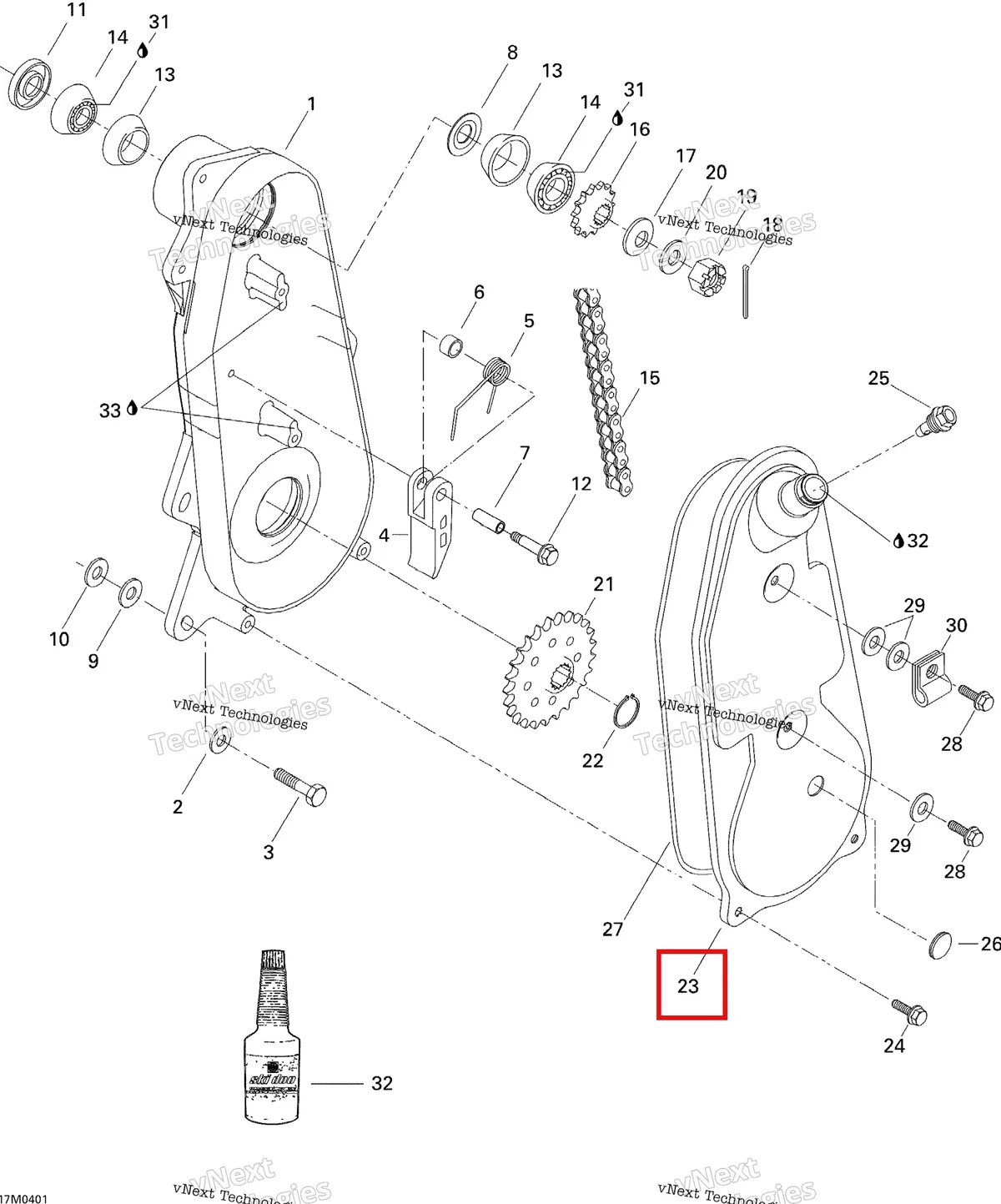 Деталь 504088100 на схеме узла 2004 Ski-Doo Tundra R Chaincase