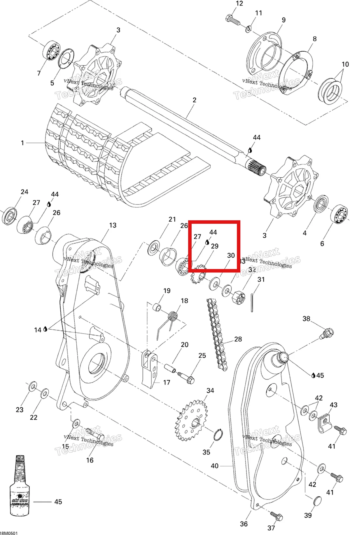 Деталь 504088500 на схеме узла 2005 Ski-Doo Tundra R Transmission