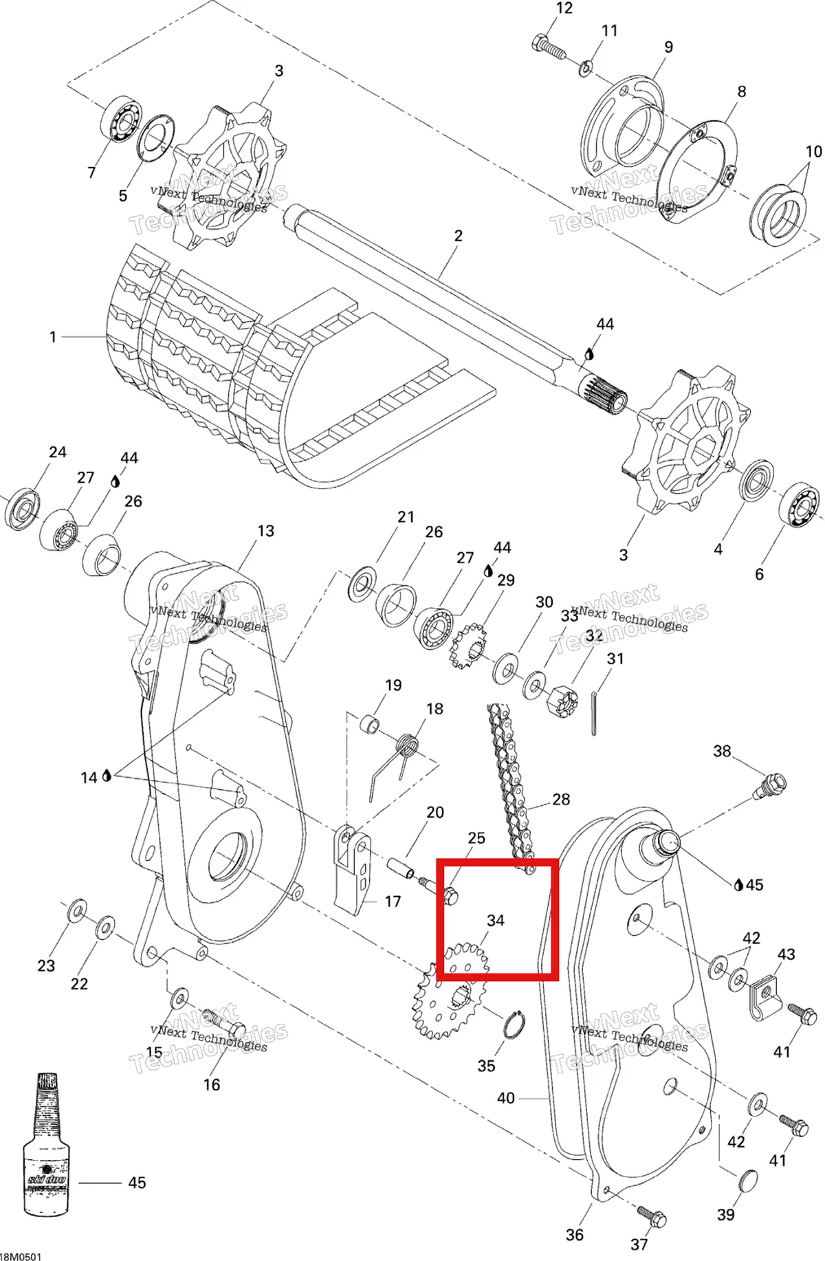Деталь 504088600 на схеме узла 2005 Ski-Doo Tundra R Transmission