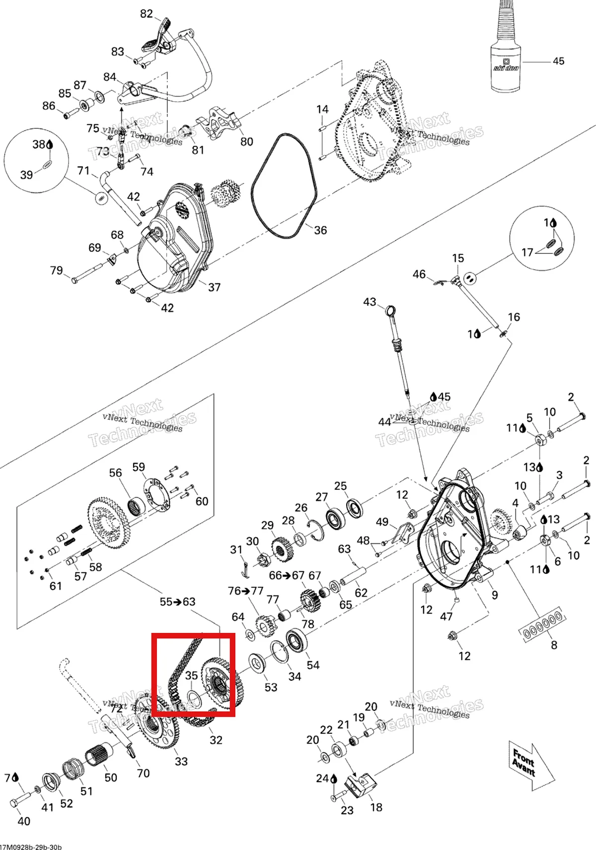 Деталь 504094300 (Шайба) на схеме узла 2009 Ski-Doo Skandic Tundra LT V800 4-TEC Drive System 2