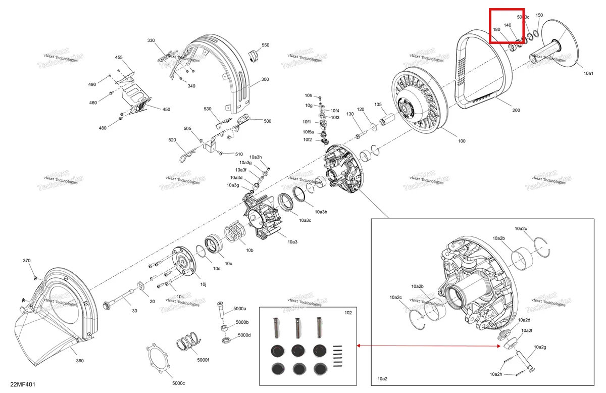 Деталь 504149100 (Проставка) на схеме узла 2026 Ski-Doo MXZ - RACING - 600 RS - BMTA - Neo Yellow - 15X137X1.75R Track Drive - Pulley