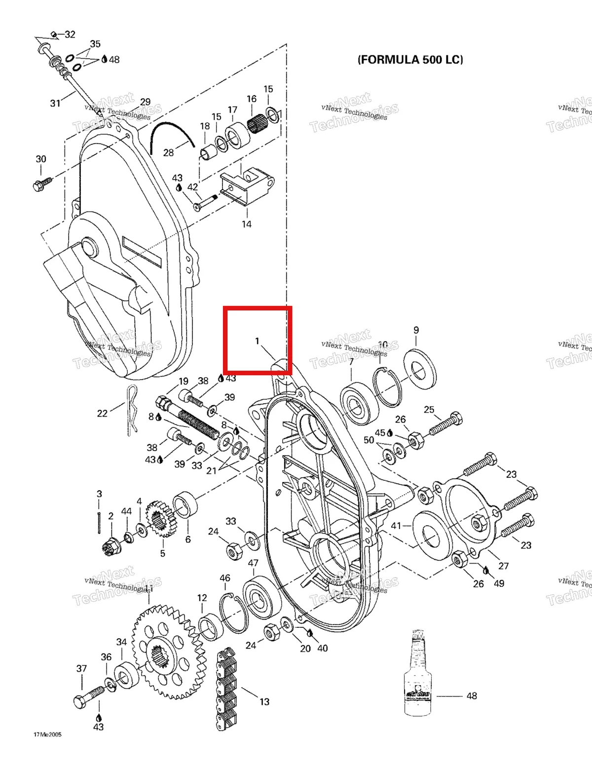 Деталь 504151777 (Деталь Chaincase) на схеме узла 