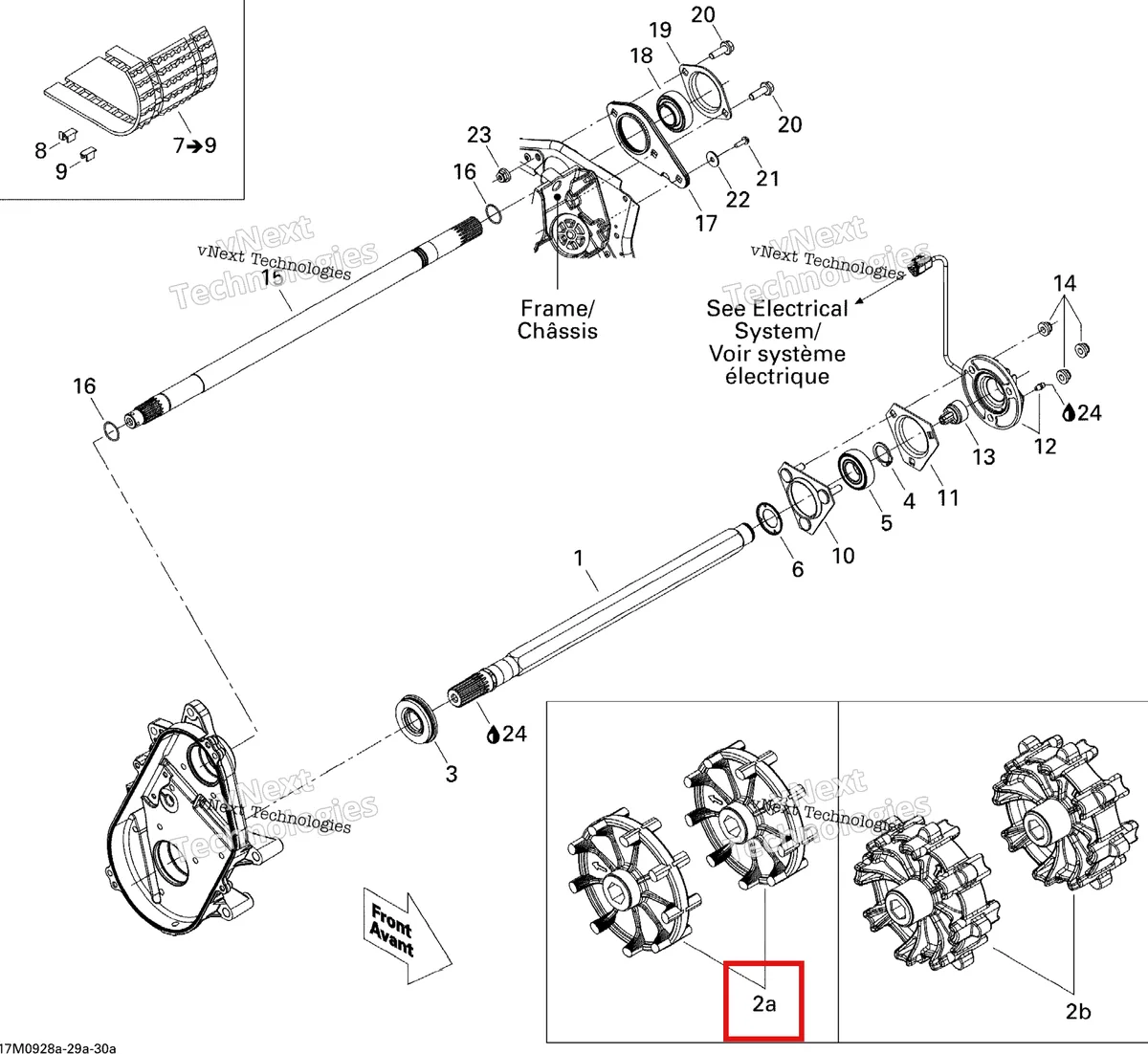 Деталь 504151781 (Деталь Sprocket, 9 Teeth) на схеме узла 2009 Ski-Doo Legend Touring Drive System 1