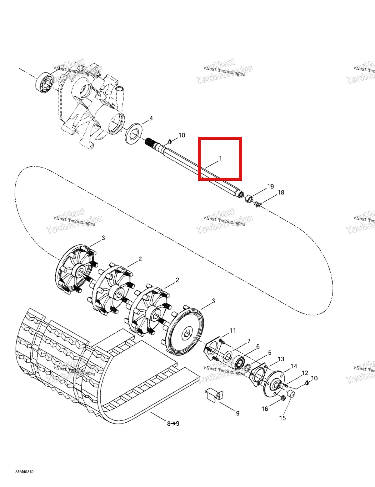 Деталь 504151792 (Деталь Drive Axle) на схеме узла 2002 Ski-Doo MX Z X 440 Drive Axle And Track