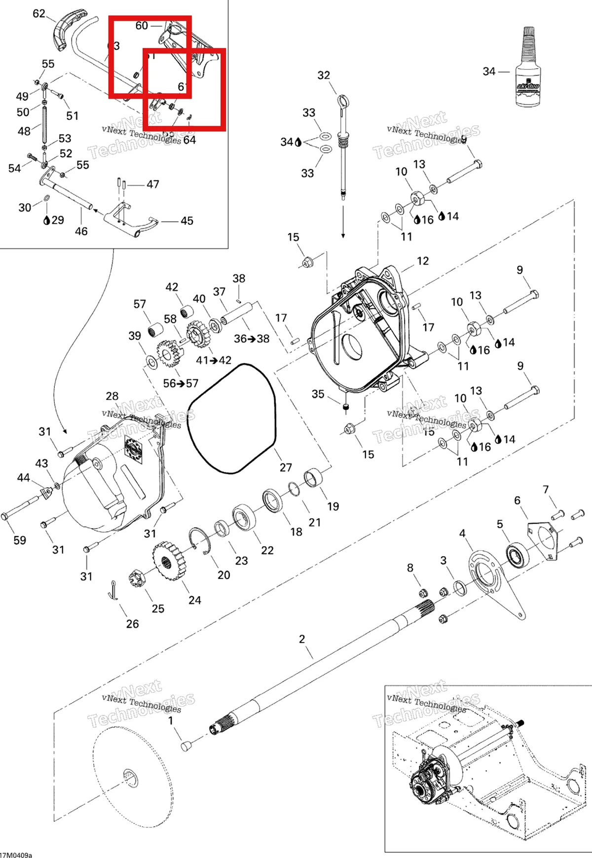 Деталь 504151818 (Подушка) на схеме узла 2005 Ski-Doo Legend V-1000 Drive System 1