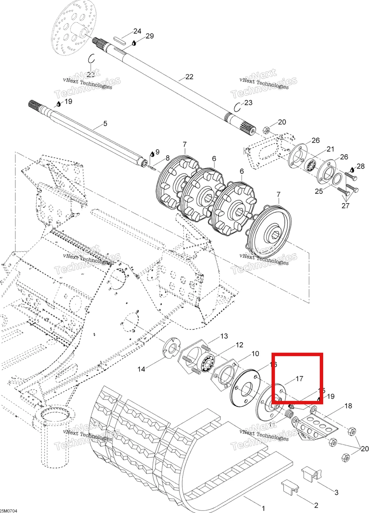 Деталь 504151836 (Деталь Flange (speedo Drive Insert)) на схеме узла 2007 Ski-Doo Skandic LT 440F Drive Axle And Track