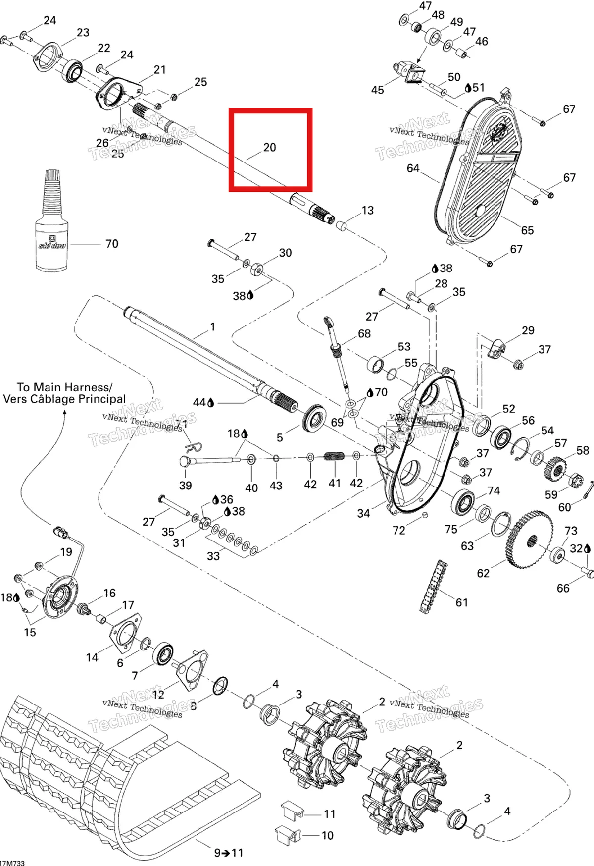 Деталь 504152020 (Счетчик Вал) на схеме узла 2007 Ski-Doo MX Z 440X Racing Drive System