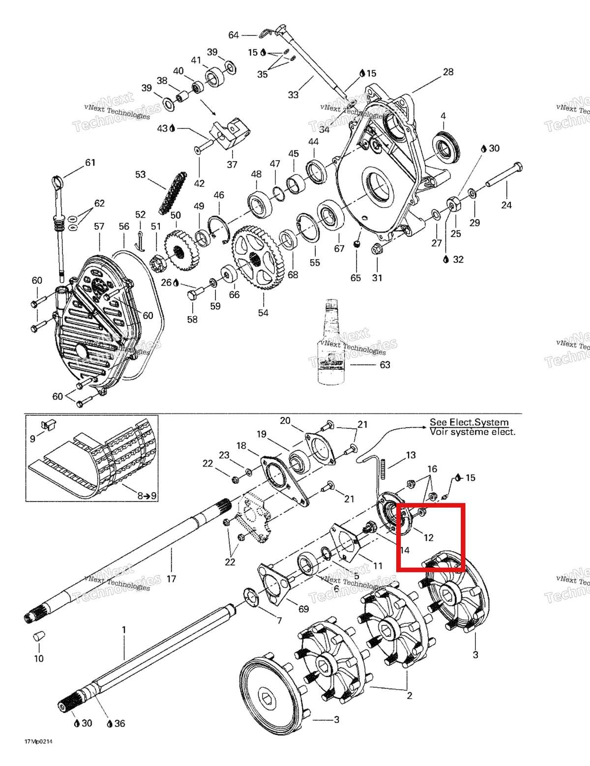 Деталь 504152034 на схеме узла 2002 Ski-Doo MX Z 800 Rev Chaincase