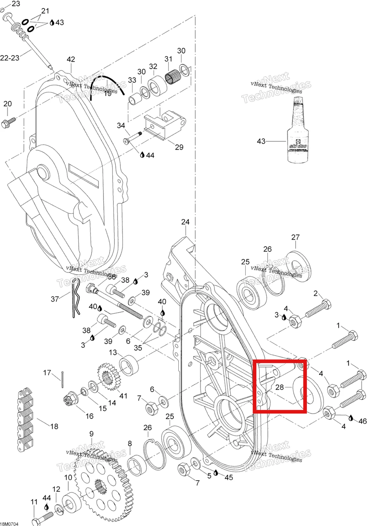 Деталь 504152076 на схеме узла 2007 Ski-Doo Skandic LT 440F Transmission