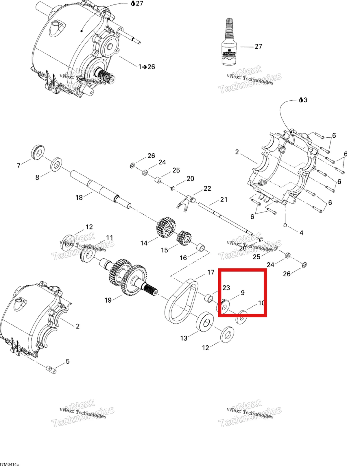 Деталь 504152133 на схеме узла 2004 Ski-Doo Elite 1500 1st Edition Transmission Assy