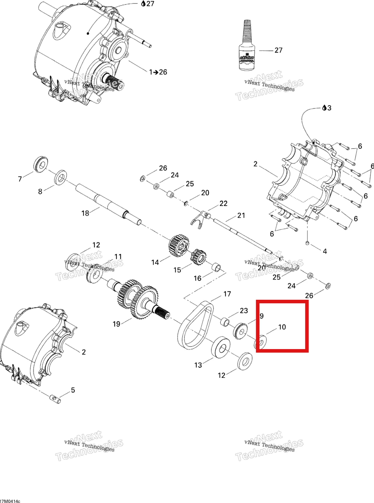 Деталь 504152134 на схеме узла 2004 Ski-Doo Elite 1500 1st Edition Transmission Assy