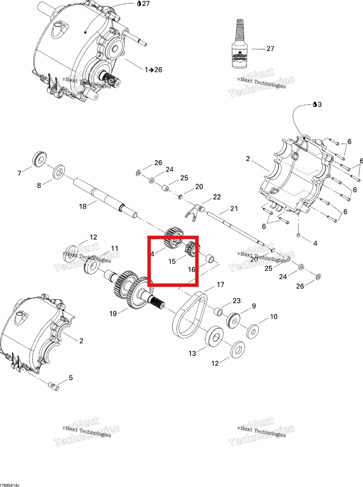 Деталь 504152142 на схеме узла 2004 Ski-Doo Elite 1500 1st Edition Transmission Assy